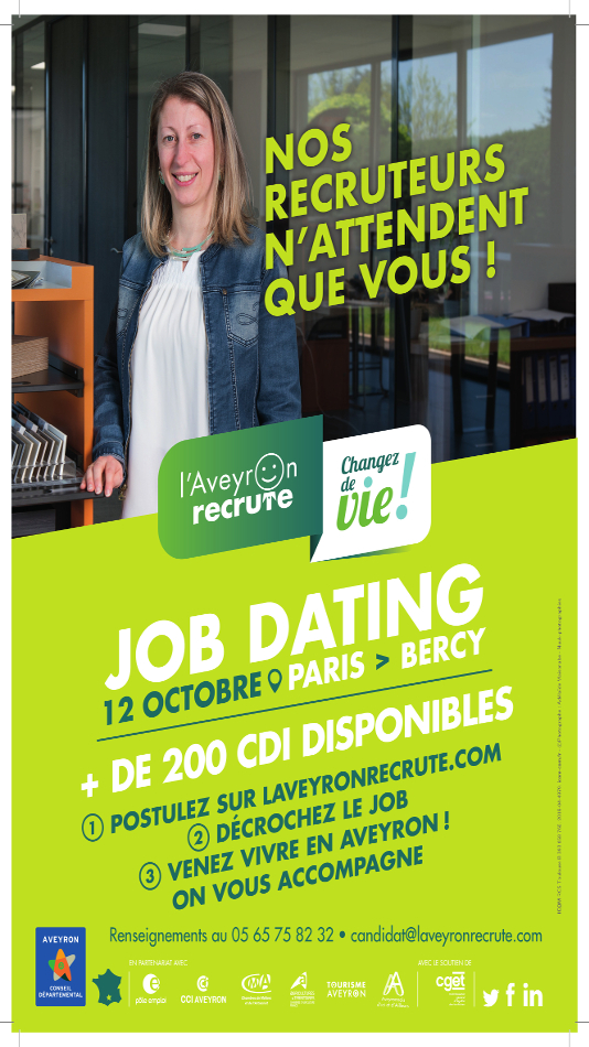 2ème Job dating organisé par le Conseil Départemental de l'Aveyron - Samedi 12 octobre 2019 - Marché des Pays de l Aveyron